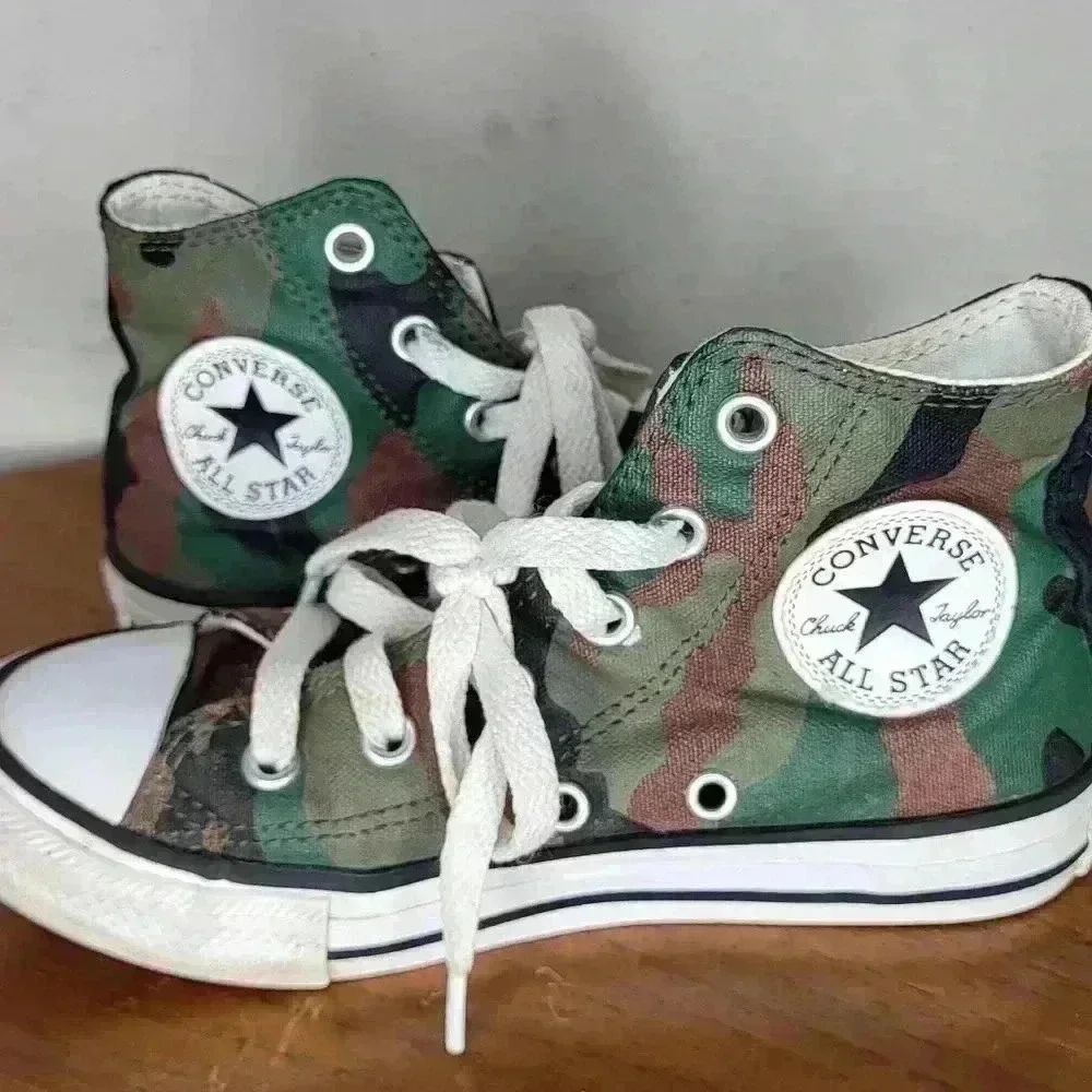 Converse Camo Burger Fries Skate Shoes Lace Up Sneakers Kids Size 12